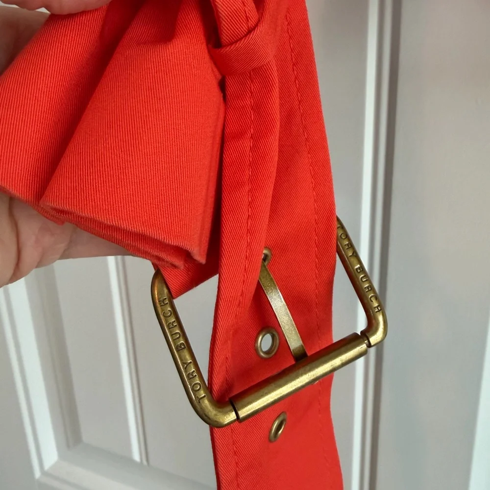Tory‎ Burch Curtis Women's Orange Button Up Cropped Utility Jacket Coat Size 2